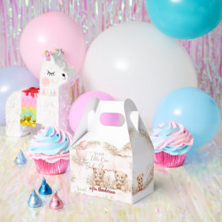 Caja Para Regalos blush floral teddy bear pink