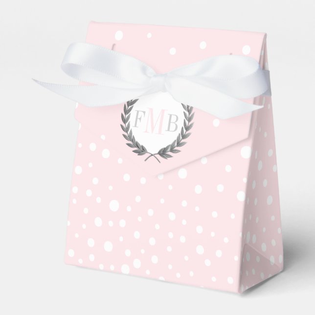 Caja Para Regalos Blush pink and white polka dot pattern wedding fav (Front Side)