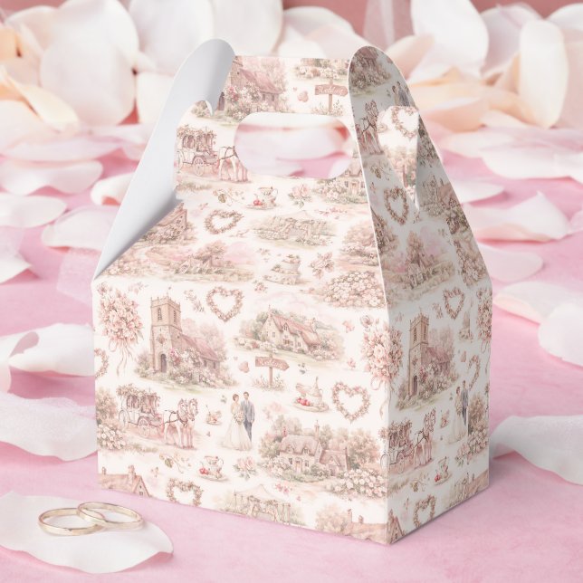 Caja Para Regalos Blush Pink English Village Wedding Watercolor  (Boda)