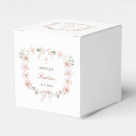 Caja Para Regalos Blush Pink Floral Frame Baptism Cube