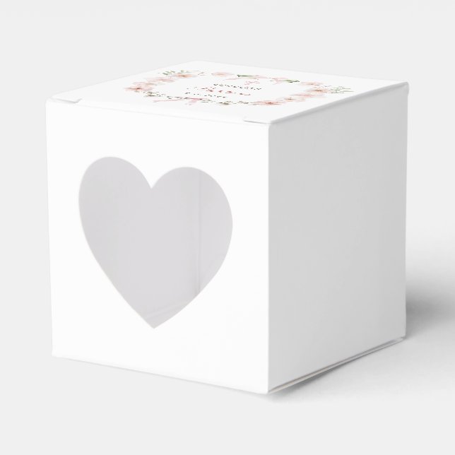 Caja Para Regalos Blush Pink Floral Frame Baptism Heart (Anverso)