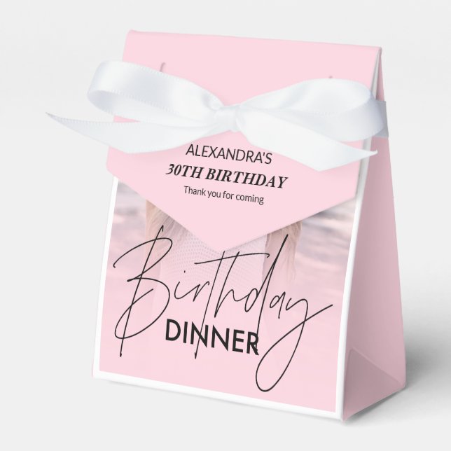 Caja Para Regalos Blush Pink Gradient Photo Birthday Dinner (Front Side)