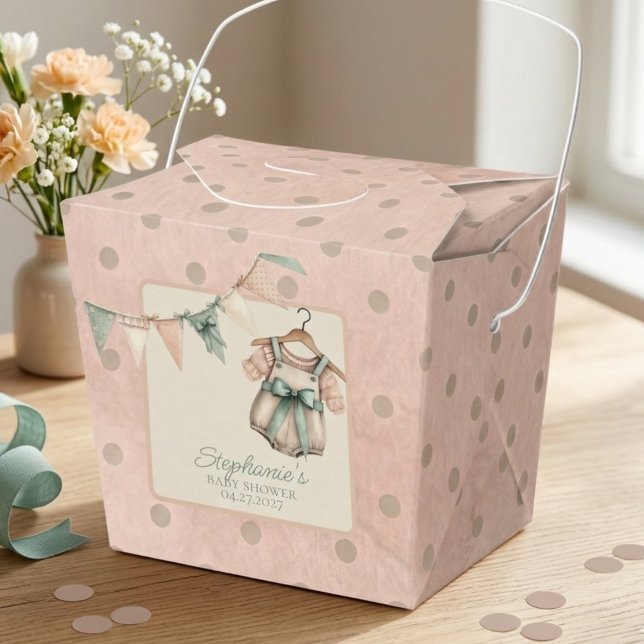 Caja Para Regalos Blush Polka Dot Baby  (Boho baby shower guest favor box)