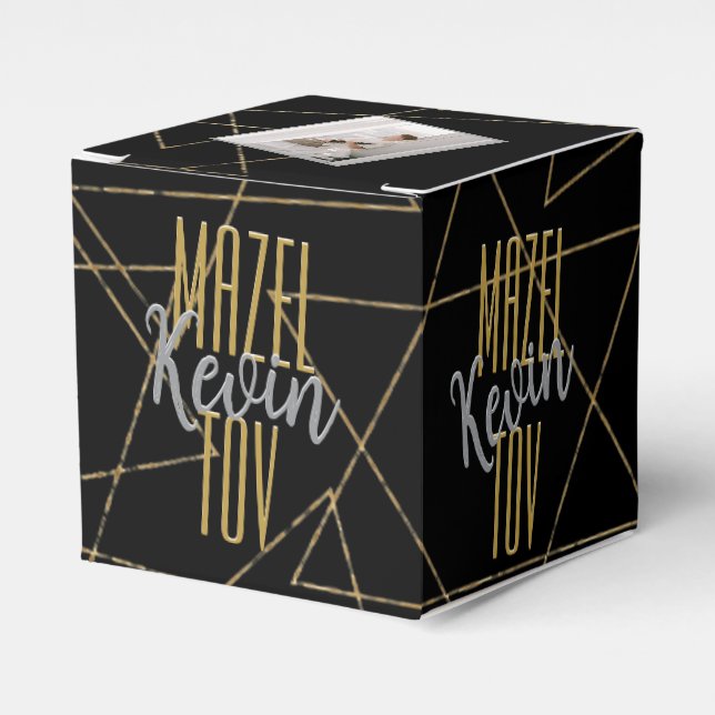 Caja Para Regalos BM Bar Bat Mitzvah Overlapping Stars (Costado Anverso)