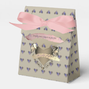 Caja Para Regalos Boda 3D Old Gold Hearts "Gracias"
