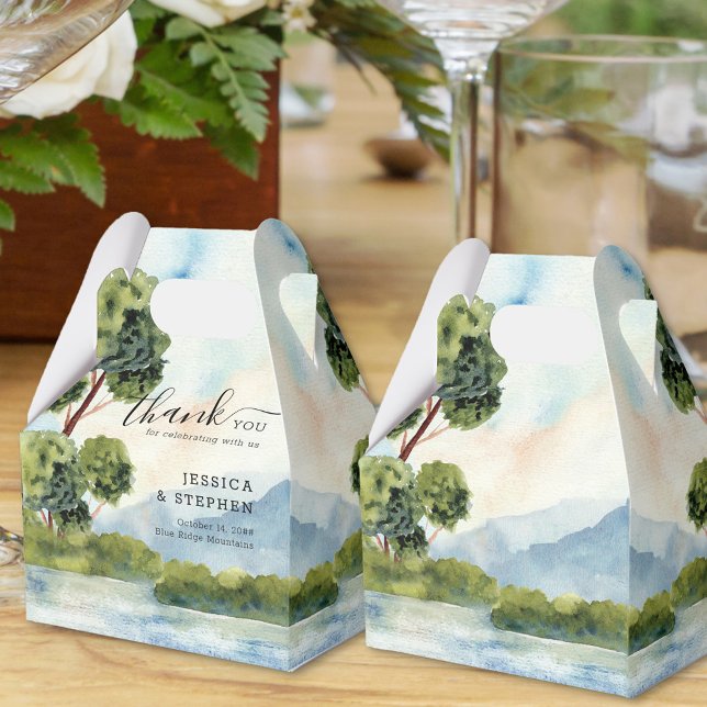 Caja Para Regalos Boda acuático Evergreen (Personalized Wedding favor boxes from Lake Evergreen collection)
