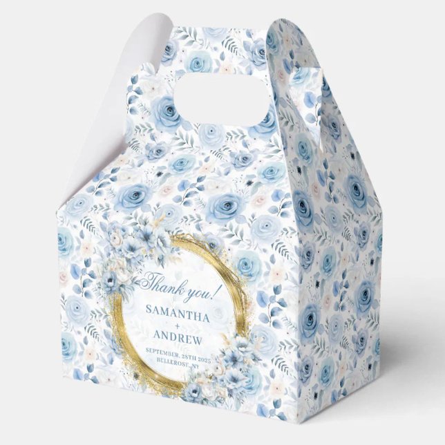 Caja Para Regalos Boda aéreo romántico bohemiano pastel azul de oro (Aerial Romantic Bohemian Pastel Blue Gold Wedding Favor Boxes)