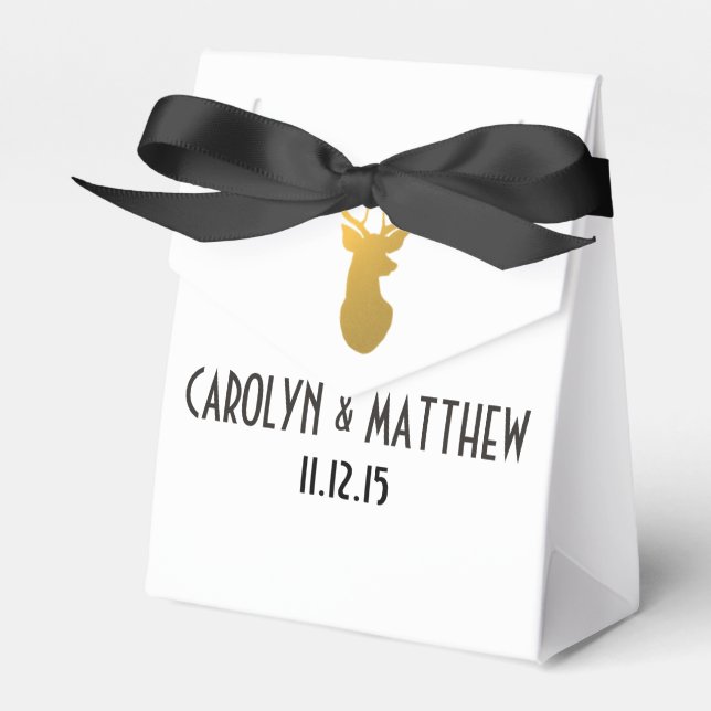 Caja Para Regalos Boda Antler de Renos Dorados (Front Side)