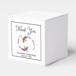 Caja Para Regalos Boda artístico japonés negro y rojo de pescado Koi