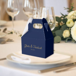Caja Para Regalos Boda atemporal de azul marino y oro