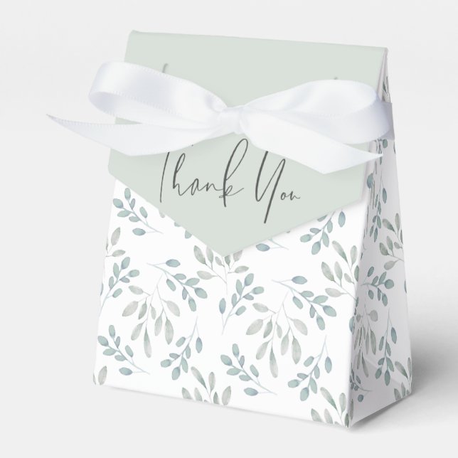 Caja Para Regalos Boda azul turbio del patrón de eucalipto de Boho (Front Side)
