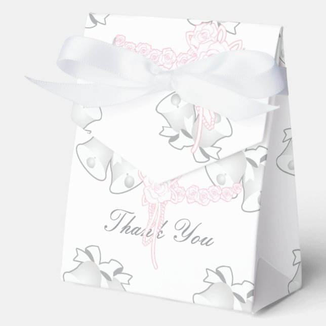 Caja Para Regalos Boda Bells Pink Floral White Gracias (Anverso)