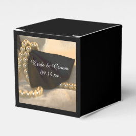 Caja Para Regalos Boda Black Bow Tie and White Pearls