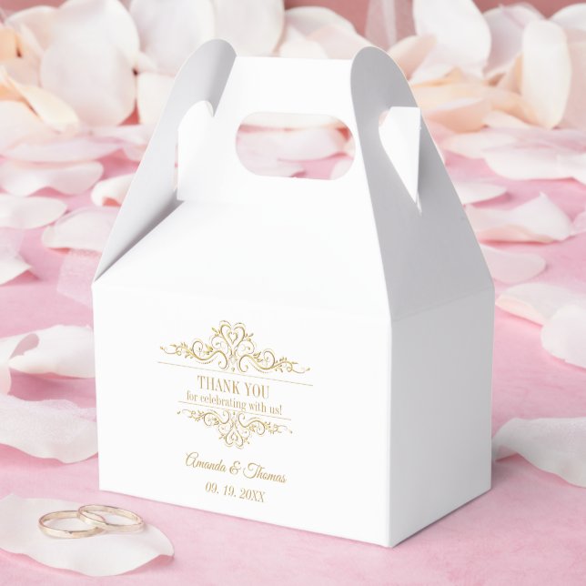 Caja Para Regalos Boda blanco elegante de marco dorado (Boda)