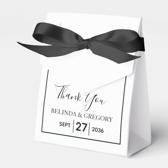 Caja Para Regalos Boda blanco y negro minimalista (Front Side)