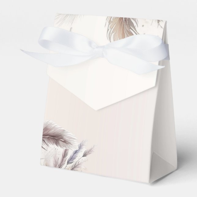 Caja Para Regalos Boda Bohemiana Floral Terrosa con Plumas (Front Side)
