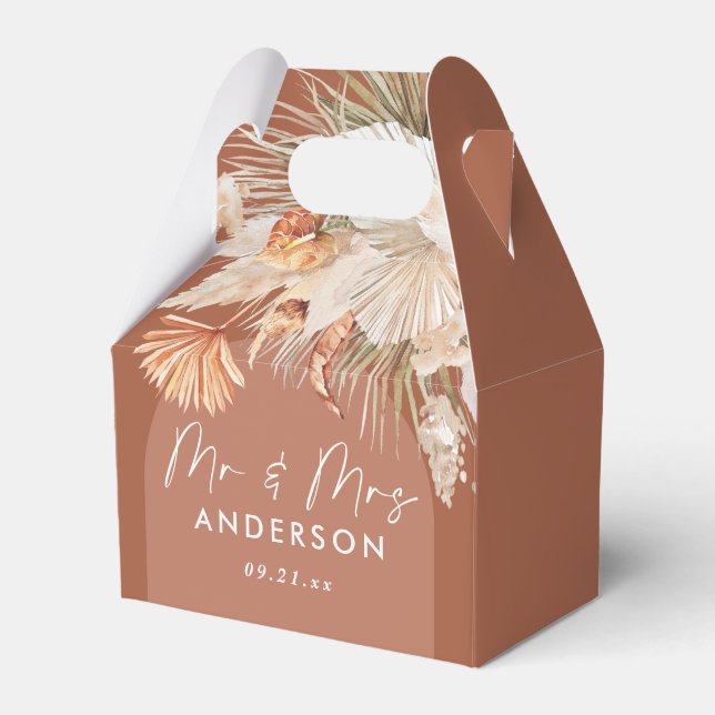 Caja Para Regalos Boda boheniano de buho rust terracotta (Front Side)