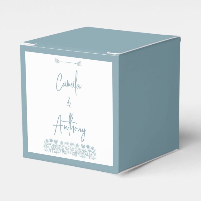 Caja Para Regalos Boda Boho Blue Wildflower (Costado Anverso)