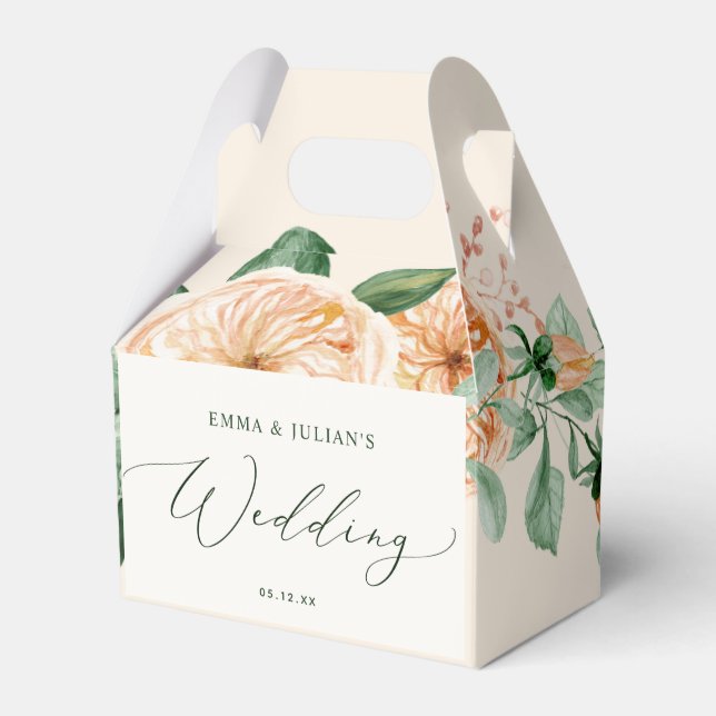 Caja Para Regalos Boda Boho Greenery Floral Peach (Front Side)