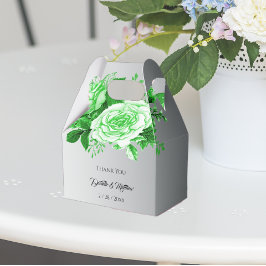 Caja Para Regalos Boda Boho Silver y Green Rosas