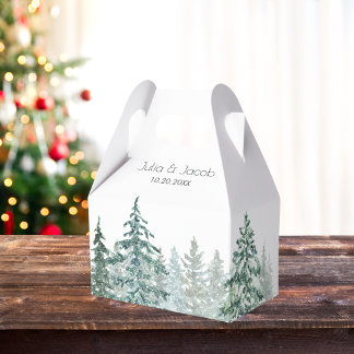 Caja Para Regalos Boda Botánico Lantern de Pine Trees Rústico Invier