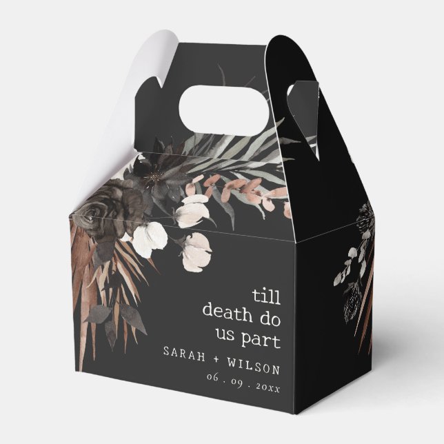 Caja Para Regalos Boda botánico negro de roya gótica rústica boho (Front Side)