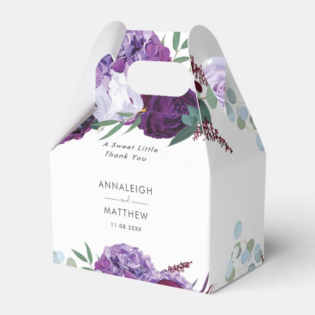 Caja Para Regalos Boda Botánico Purple Floral (Front Side)