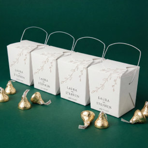 Caja Para Regalos Boda Botánico Simple Neutral de Marfil