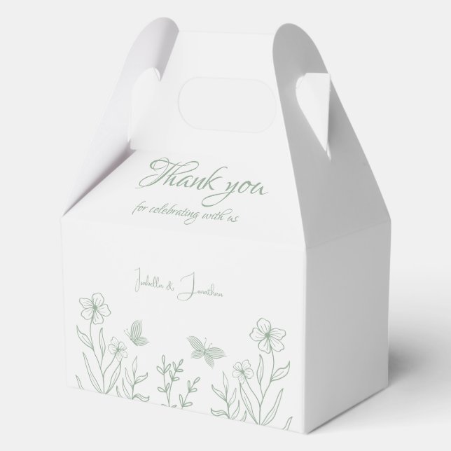 Caja Para Regalos Boda botánico verde salado simple (Anverso)