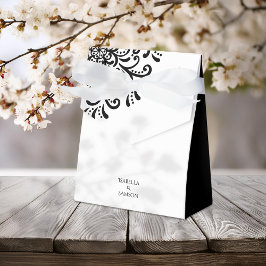 Caja Para Regalos Boda brillante blanco y negro caprichoso