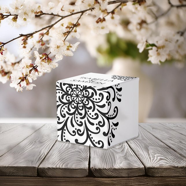 Caja Para Regalos Boda brillante blanco y negro caprichoso (Subido por el creador)