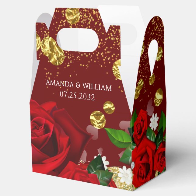 Caja Para Regalos Boda Burgundy Luxurious Favor Box (Abierto)