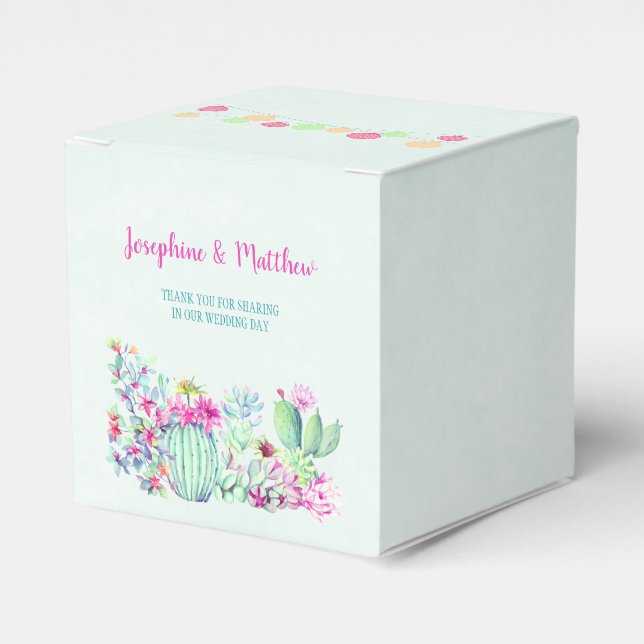 Caja Para Regalos Boda Cactus Lantern Fiesta Succulent (Costado Anverso)