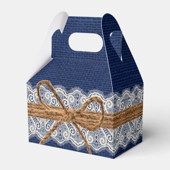 Caja Para Regalos Boda Caída Rústica Boda Burlap (Front Side)