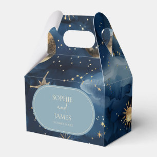 Caja Para Regalos Boda Celestial Azul Dorado Elegante Cielo Estrella