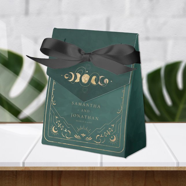 Caja Para Regalos Boda Celestial de Emerald Green y Faux Gold Tarot (Subido por el creador)