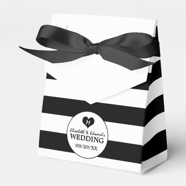 Caja Para Regalos Boda Chic Moderna en Blanco y Negro (Front Side)