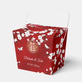 Caja Para Regalos Boda China Rojo Blanco Oro Gracias