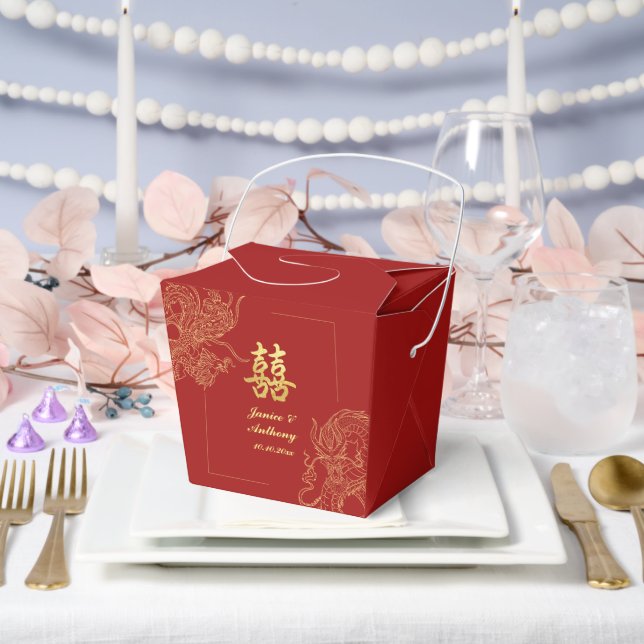 Caja Para Regalos Boda china tradicional roja dragón fénix (Boda)