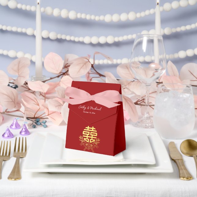 Caja Para Regalos Boda chino de flor de doble felicidad de círculo (Boda)
