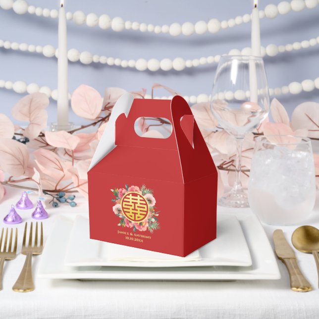 Caja Para Regalos Boda chino de floral rosa moderno (Boda)