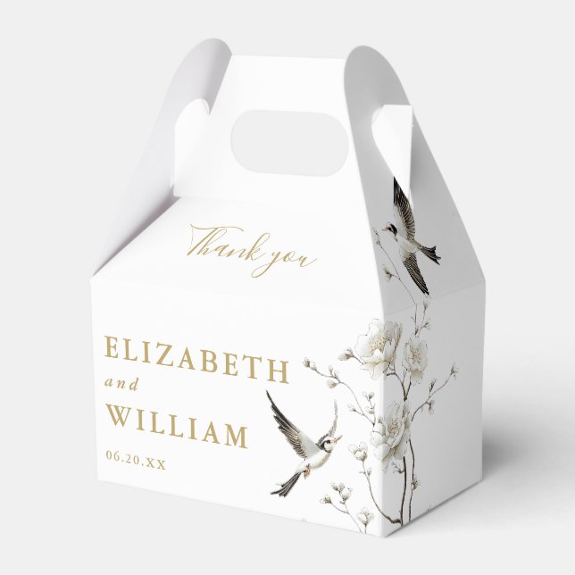 Caja Para Regalos Boda Chinoiserie Gold tradicional Gracias (Front Side)