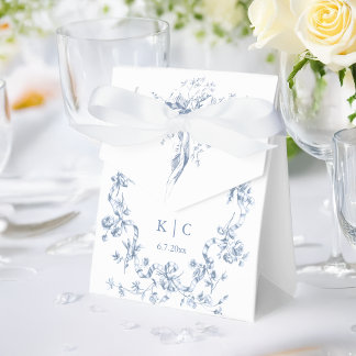 Caja Para Regalos Boda clásica de flores y cintas azules francesas