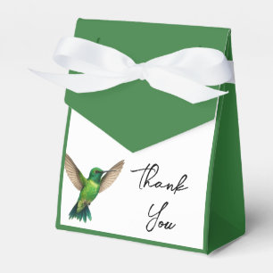 Caja Para Regalos Boda con borde botánico frondoso y colibrí verde