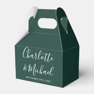 Caja Para Regalos Boda con guión de firma elegante verde esmeralda