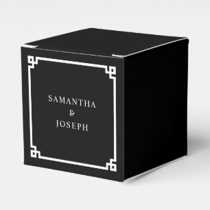 Caja Para Regalos Boda con llave griega en blanco y negro