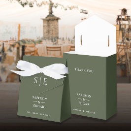 Caja Para Regalos Boda con Monograma Verde Oliva
