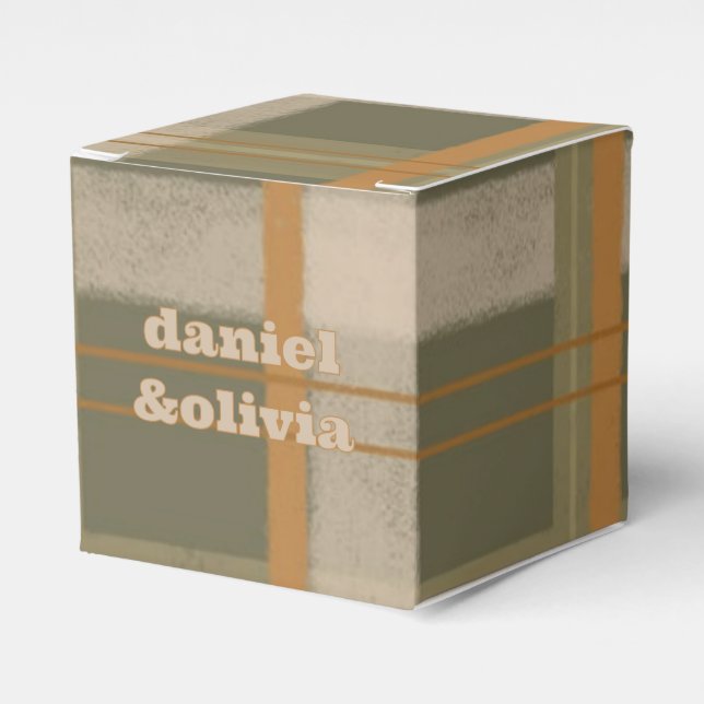 Caja Para Regalos Boda con patrón de tartán celta escocés (Costado Anverso)