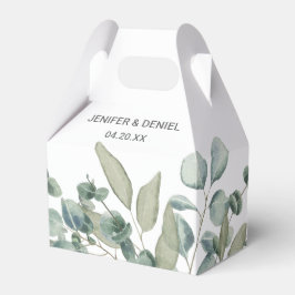 Caja Para Regalos Boda con vegetación de eucalipto