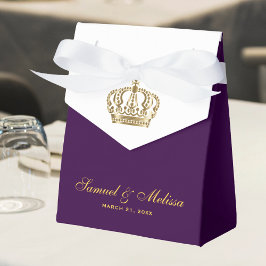 Caja Para Regalos Boda Corona de Oro Púrpura Real